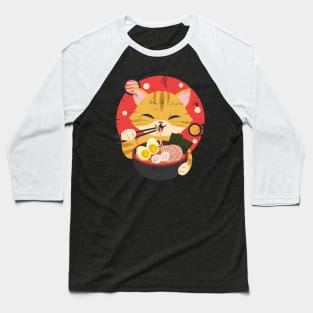 Kawaii Cat Eating Ramen Noodles Space Otaku Ramen Bowl Lover Baseball T-Shirt